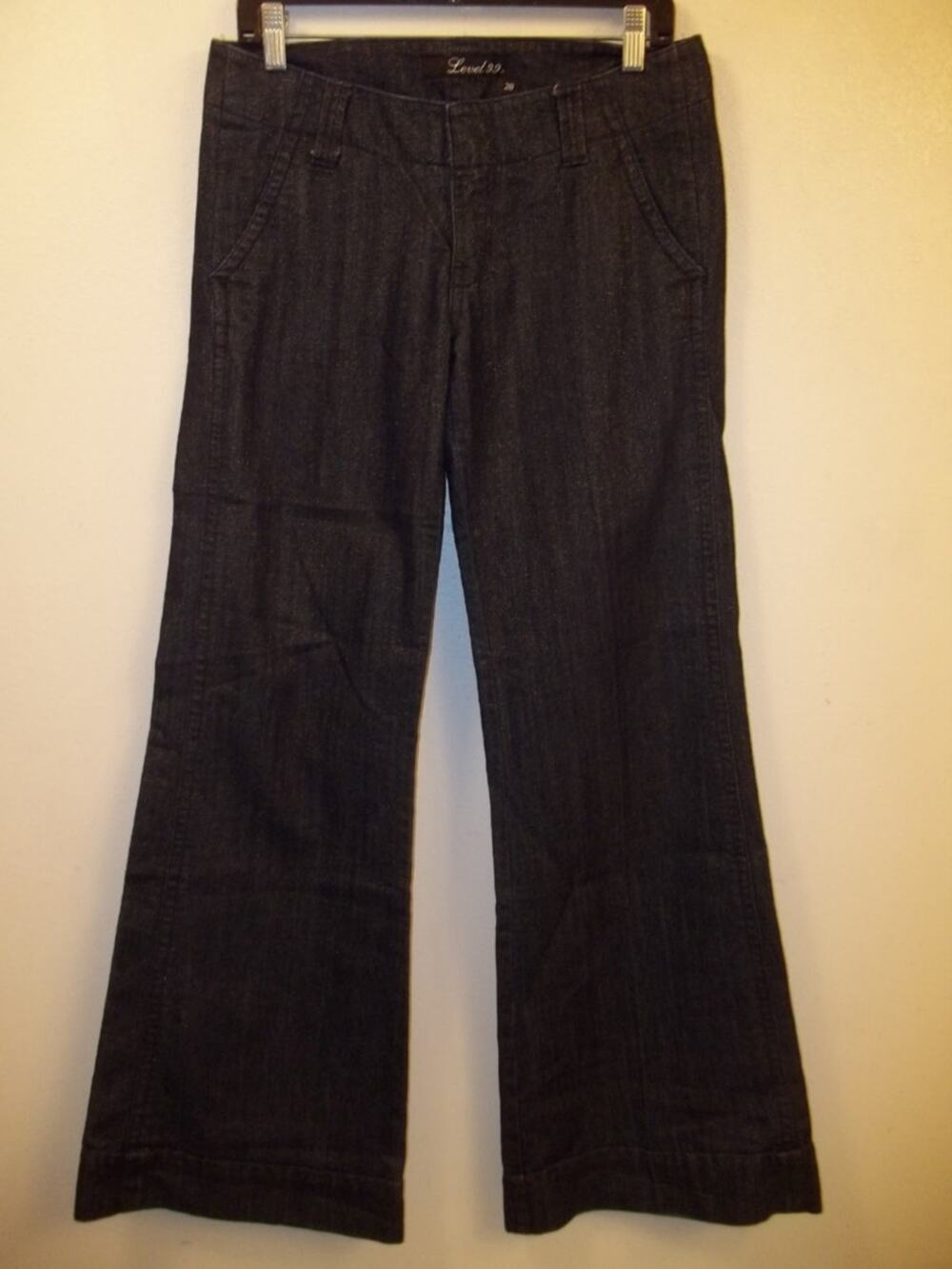 Level 99 Blue Metallic Denim Flare Leg Trouser Jean Pants 28